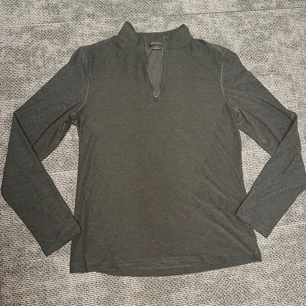 Kyodan Golf Mens Quarter Zip Pullover Charcoal Gray Space Dye Mock Neck Size M